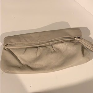 Banana Republic Bags - Bone leather slouchy clutch with tassel zipper Banana Republic Bags - Bone leather slouchy clutch with tassel zipper